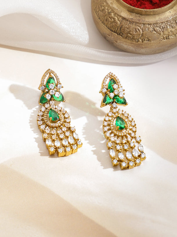 American Diamond Zirconia White & Green Necklace Set