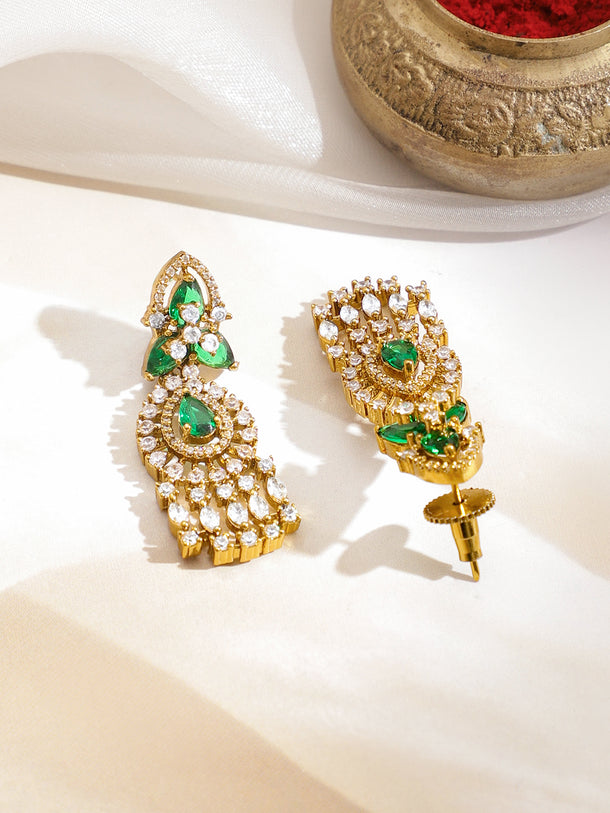 American Diamond Zirconia White & Green Necklace Set