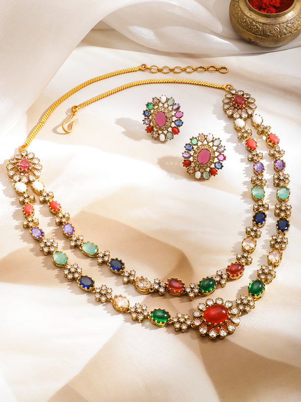 Radiant Bloom Multicolor Necklace Set