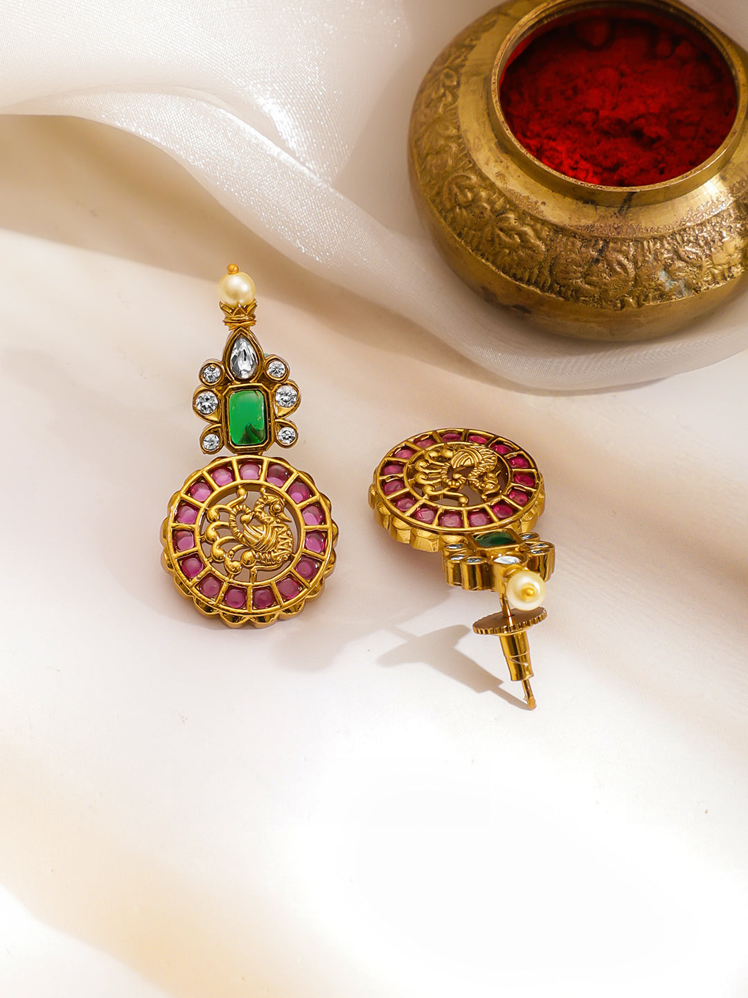 Multicolor Studded Laxmi Motif Necklace Set