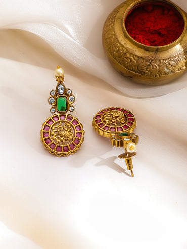 Multicolor Studded Laxmi Motif Necklace Set