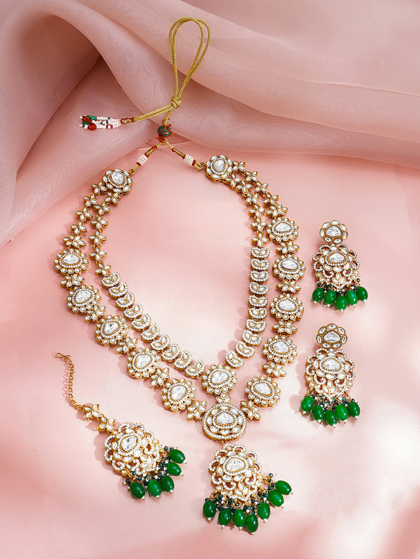 Bridal Kundan Zirconia Layered Necklace Set