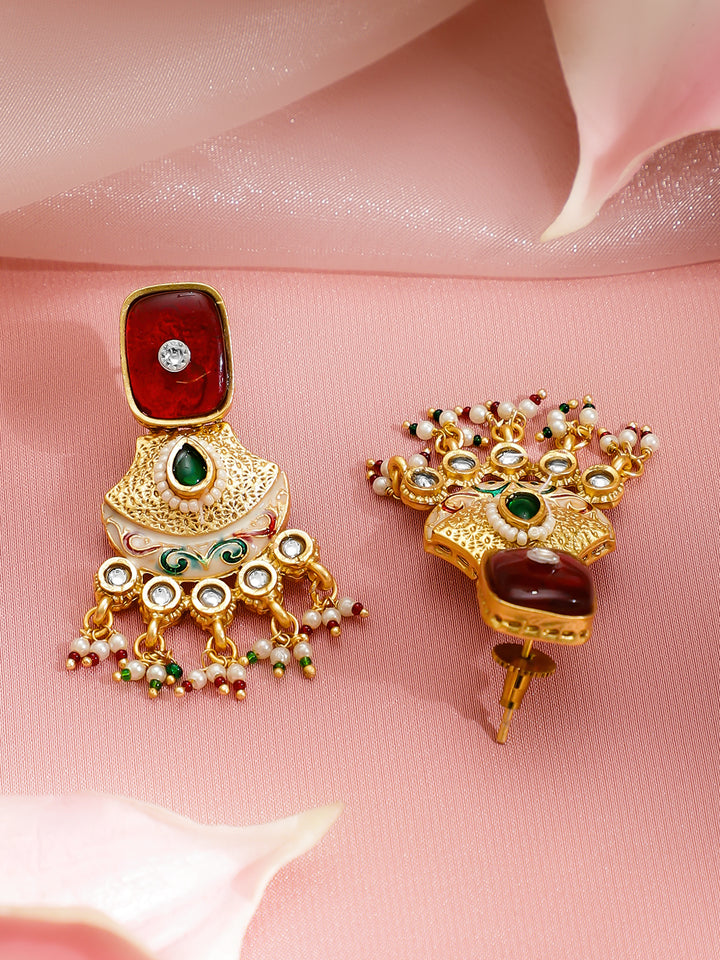 Green-Pink Majesty Kundan Necklace Set