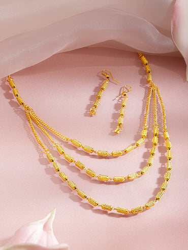 Triple-Layered Gold Necklace Set