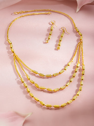 Triple-Layered Gold Necklace Set