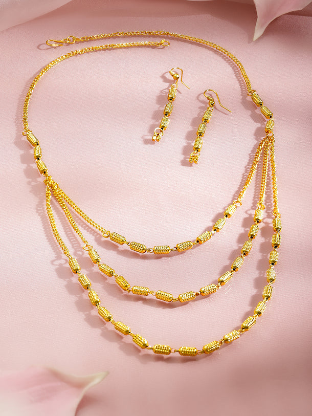 Triple-Layered Gold Necklace Set