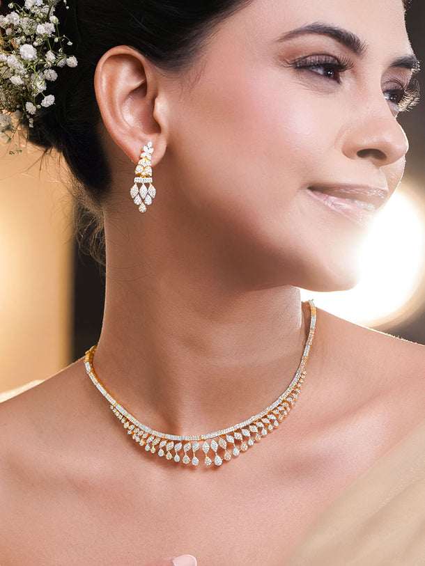 Classic Sparkle Cluster Drop Choker Set