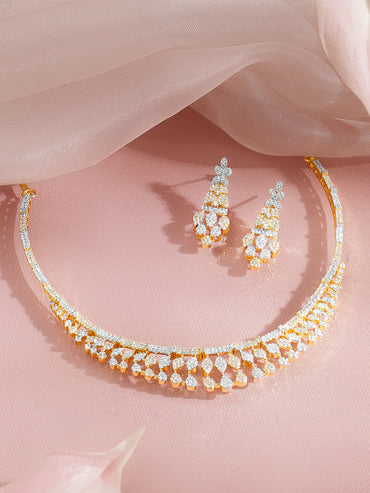 Classic Sparkle Cluster Drop Choker Set