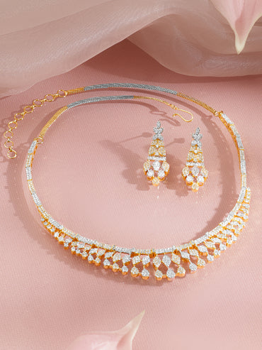 Classic Sparkle Cluster Drop Choker Set