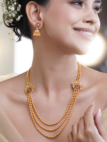 Shahi Bloom Green Pink Necklace Set