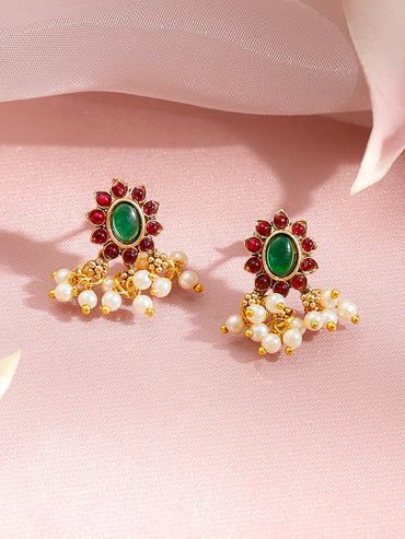 Golden Ritual Red Green Necklace Set