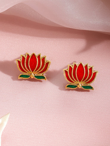 Lotus Motif Coin Pattern Temple Necklace Set