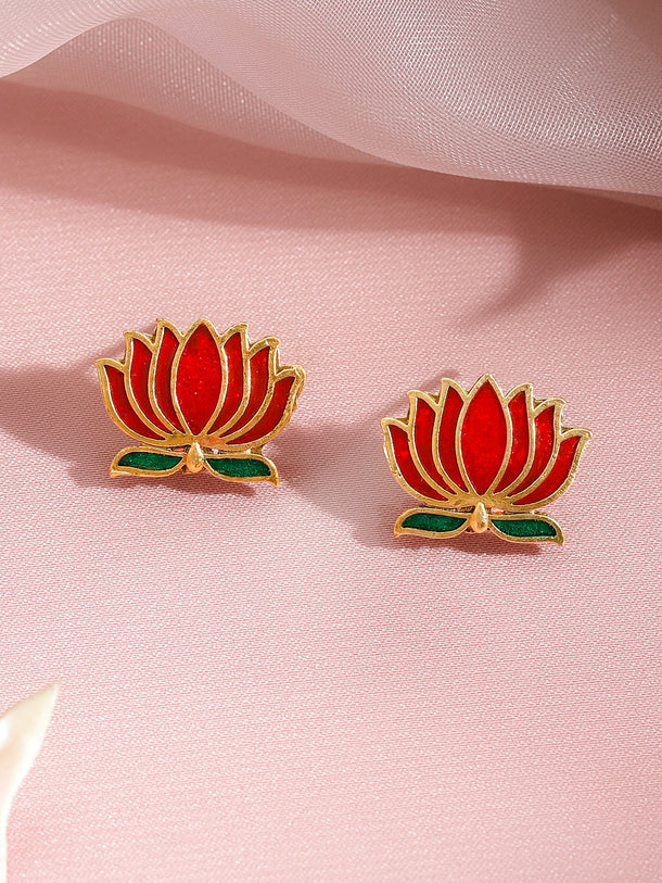 Lotus Motif Coin Pattern Temple Necklace Set