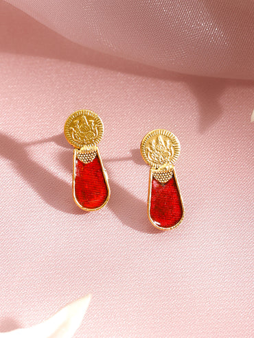 Ruby Studded Coin Pattern Temple Necklace Set