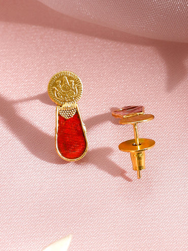 Ruby Studded Coin Pattern Temple Necklace Set