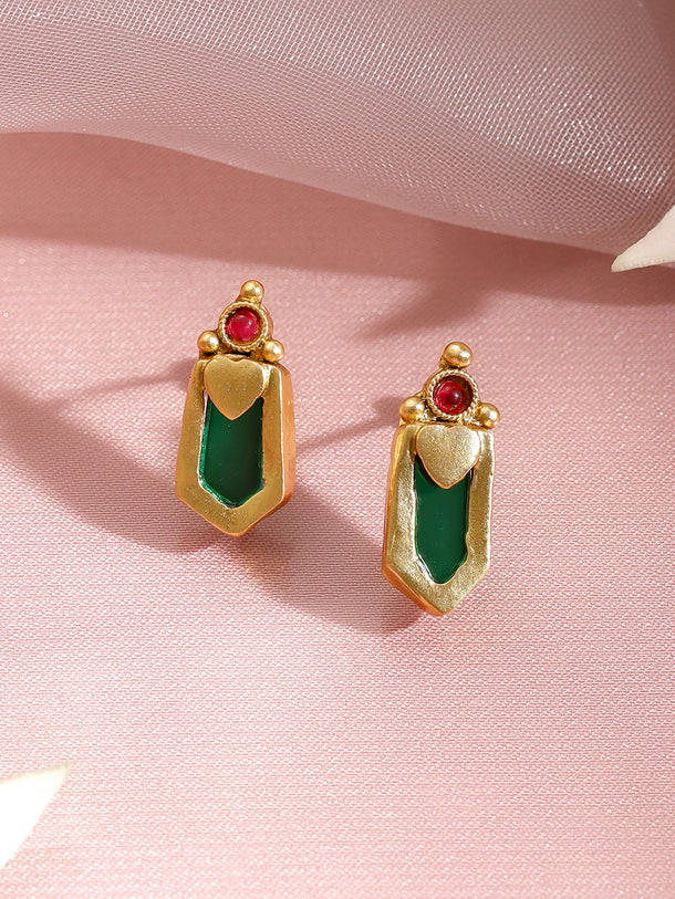 Minimal Greens-Pink Golden Necklace Set