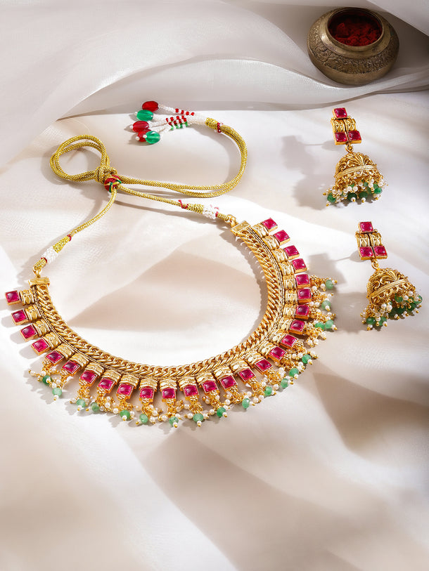 Twin Magic Green & Pink Necklace Set