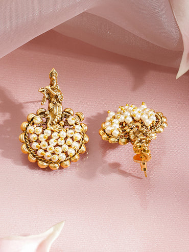 Laxmi Motif Pearl Embellished Pendant Necklace Set