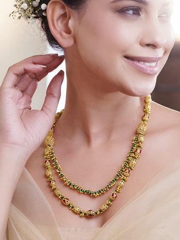 Ethnic Harmony Golden Necklace Set