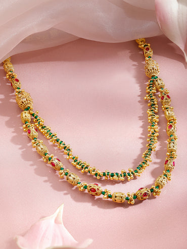 Ethnic Harmony Golden Necklace Set