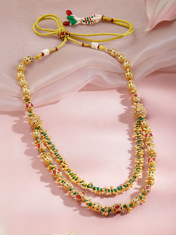 Ethnic Harmony Golden Necklace Set