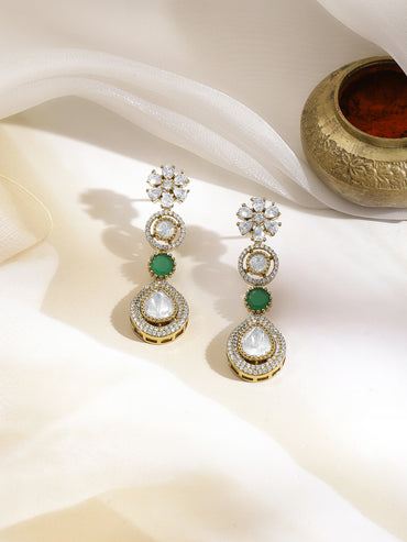 Emerald Accent Gold Diamond Necklace Set