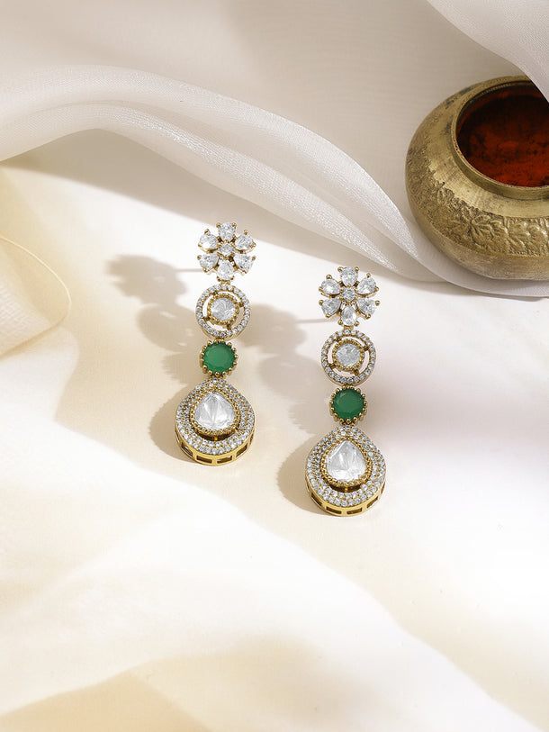 Emerald Accent Gold Diamond Necklace Set