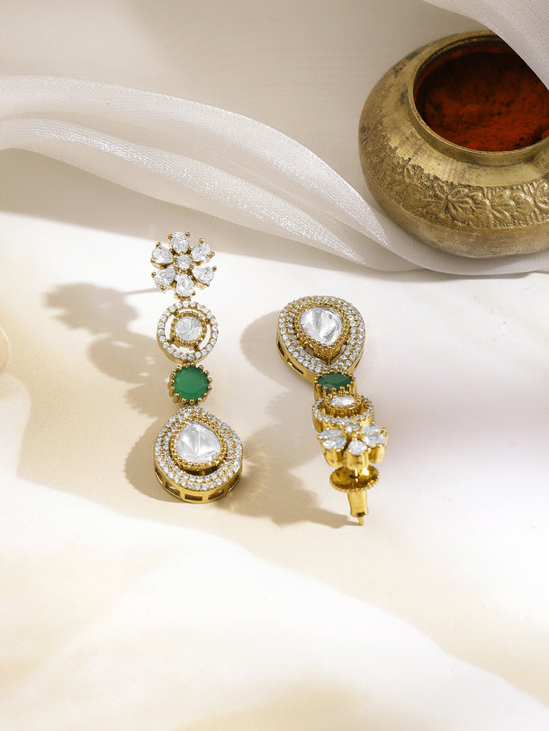 Emerald Accent Gold Diamond Necklace Set