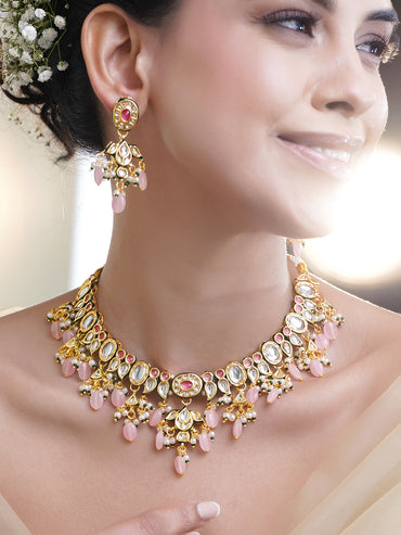 Luxury Handcrafted Pachi Kundan Necklace Set