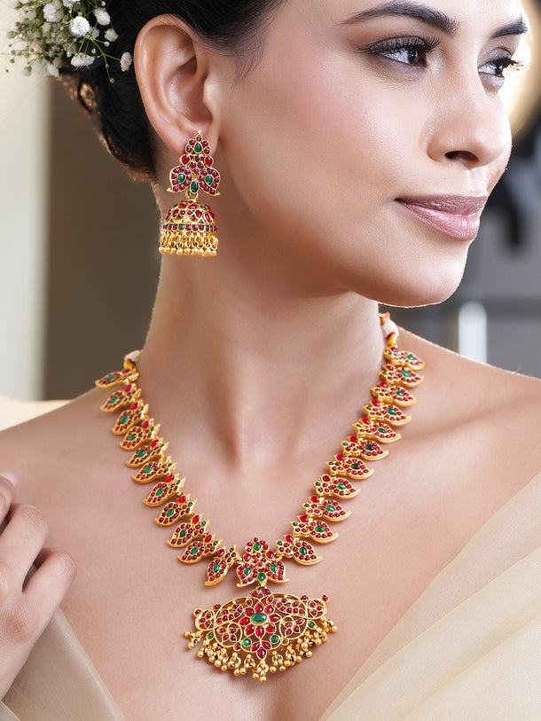 Classic Ruby Emerald Heritage Necklace Set