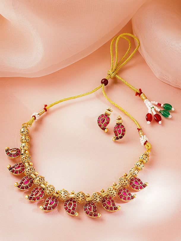 Ruby Glow Traditional Necklace Set