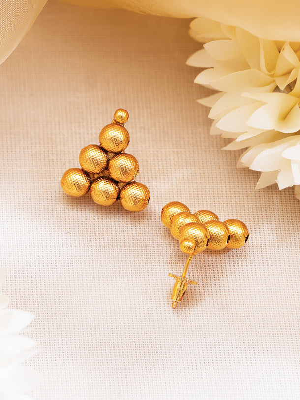 Gold Plated Brass Gold Beaded Layered Choker Necklace Set