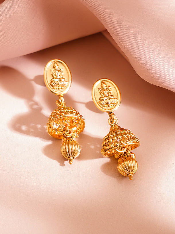 Gold Plated Brass Gold Temple Charm Necklace Set