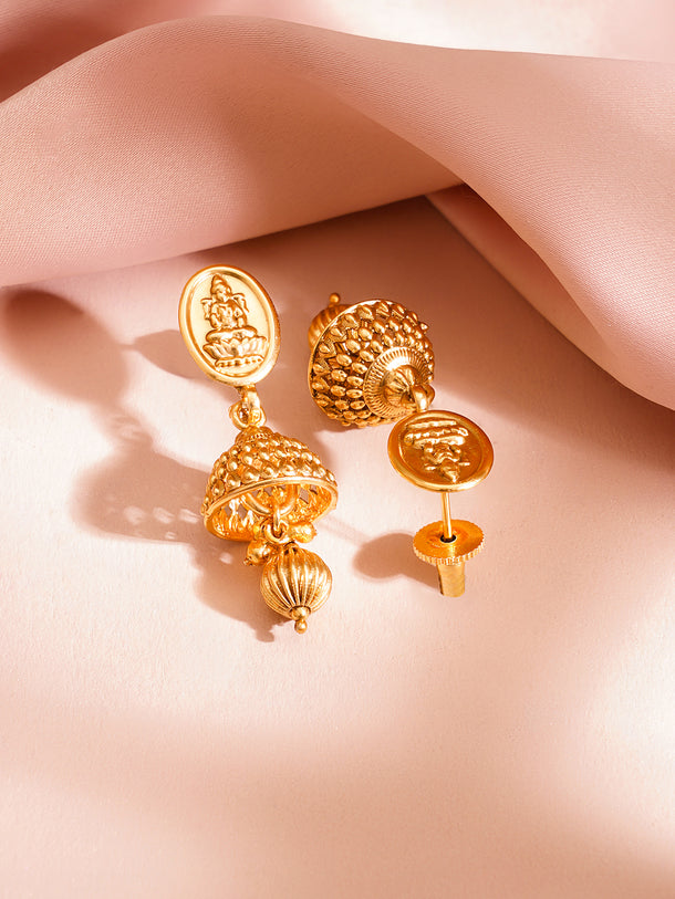 Gold Plated Brass Gold Temple Charm Necklace Set