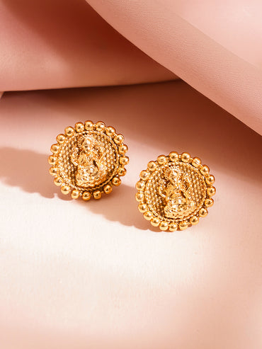 Gold Plated Brass Gold Temple Coin Necklace Set