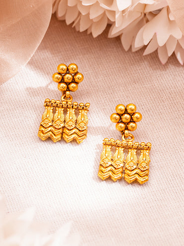 Gold Plated Brass Gold Geometric Fringe Choker Necklace Set