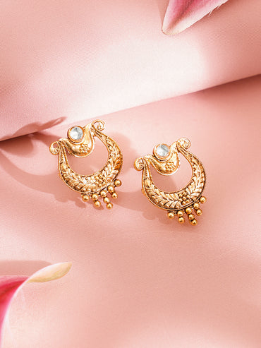 Gold Plated Brass Gold Zircon Crescent Necklace Set