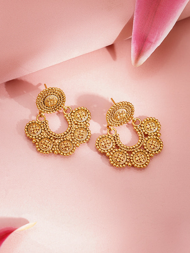 Gold Plated Brass Gold Floral Charm Necklace Set