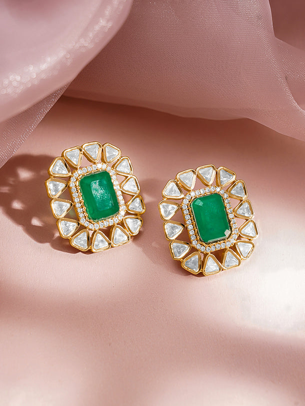 Emerald Polki Gold Choker Necklace Set