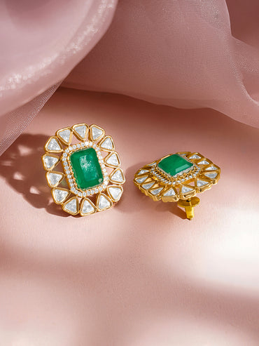 Emerald Polki Gold Choker Necklace Set