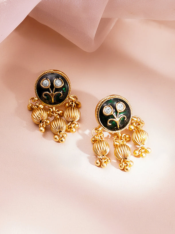 Festive Gold Kundan-Enamel Statement Necklace Set