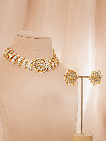Regal Kundan Crescent Bridal Choker Set