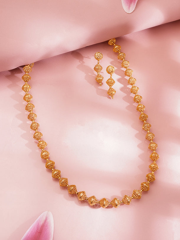 Gold Beaded Traditional Necklace Set