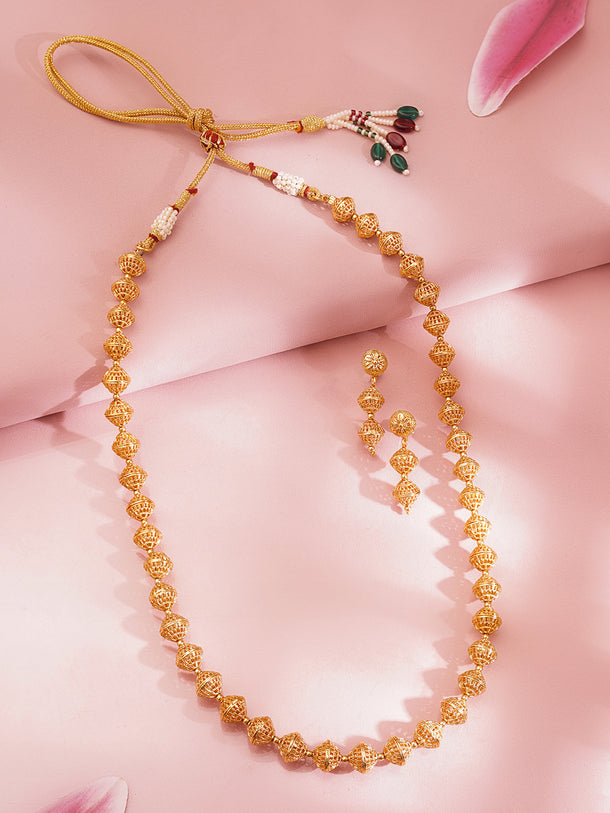 Gold Beaded Traditional Necklace Set