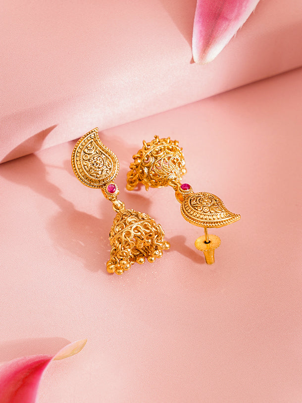 Gold Plated Brass Gold Paisley Charm Ethnic Necklace Set