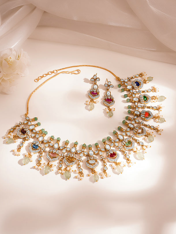 Kundan Multicolor Drop Necklace Set