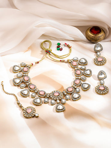 Luxury Pastel Kundan Bridal Necklace Set