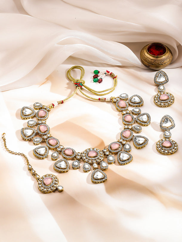 Luxury Pastel Kundan Bridal Necklace Set