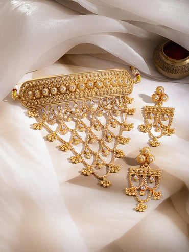 Gold Cascade Festive Statement Choker Set