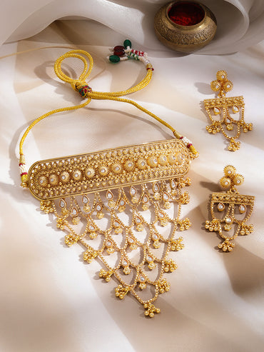 Gold Cascade Festive Statement Choker Set